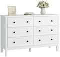 White Dresser for Bedroom, 6 Drawer Dresser with Wide Drawer and Metal Handles, Wood Dressers & Chests of Drawers for Hallway,