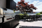 Outdoor Kitchen Cabinet Barbecue Worktop with Durable Stainless Steel Cabinet Door Includes Sink Hinge Drawer Slide Faucet