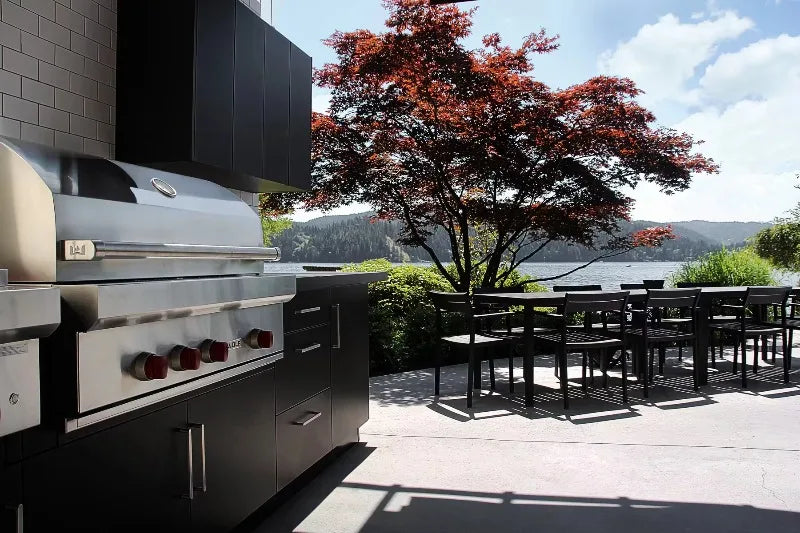 Outdoor Kitchen Cabinet Barbecue Worktop with Durable Stainless Steel Cabinet Door Includes Sink Hinge Drawer Slide Faucet