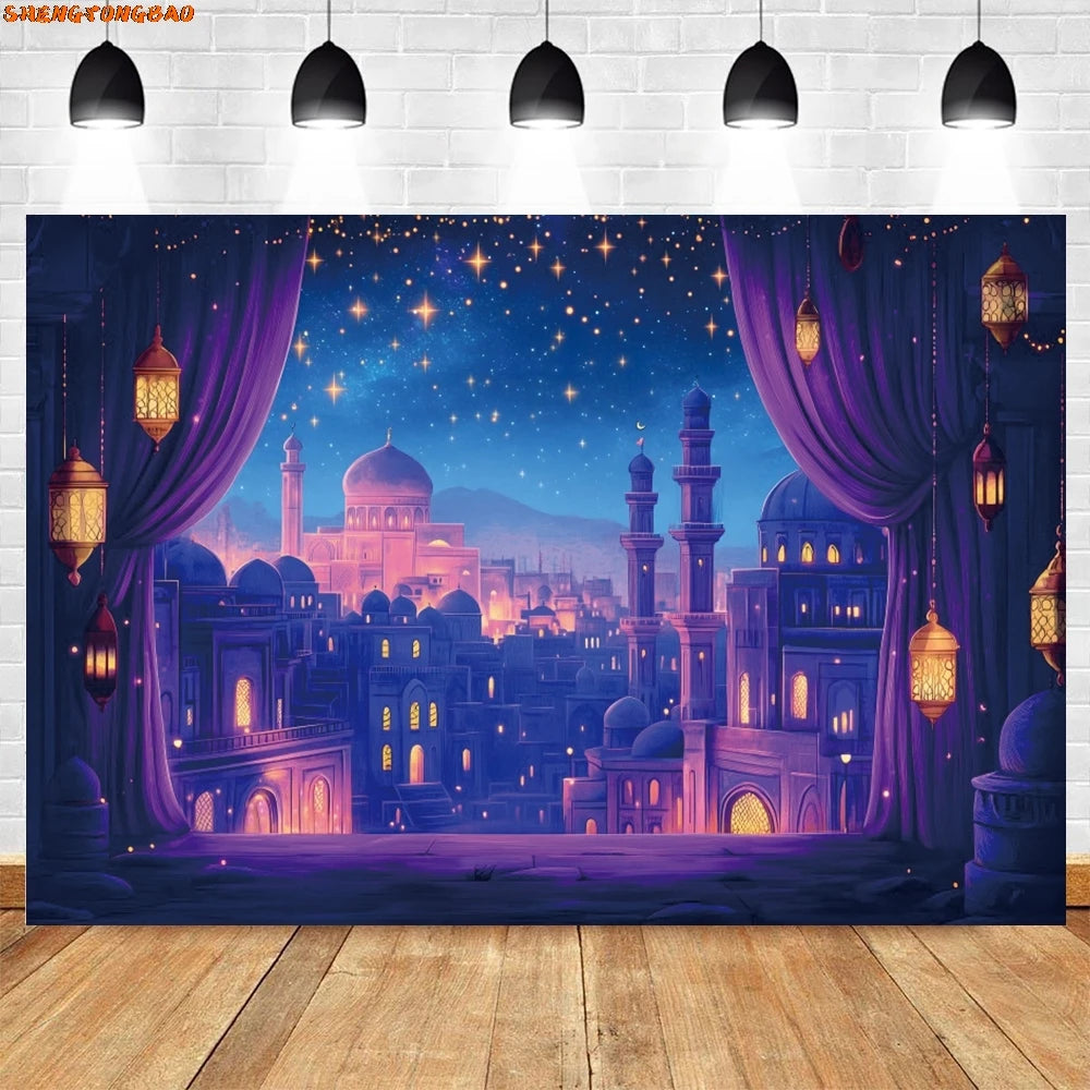 Arabian Moroccan Nights Photography Backdrop Aladdin Birthday Party Decor Banner Baby Shower Photo Background Photobooth Props