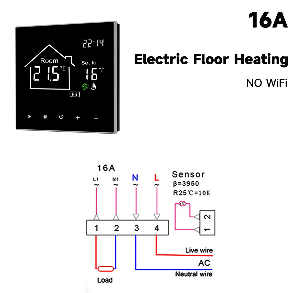 WiFi Tuya Smart Thermostat LCD Display Touch Screen for Electric Floor Heating Water/Gas Boiler Temperature Remote Controller