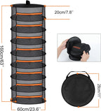 2ft Herb Drying Rack 2/4/6/8 Layer Folding Mesh Hanging Basket Dryer Net with Zippers for Seeds Flowers Buds Fit in Grow Tents