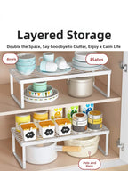 Kitchen Countertop Storage Rack Bowl Plate Pot Organizer Cabinet Internal Layered Shelf Seasoning Tabletop Storage
