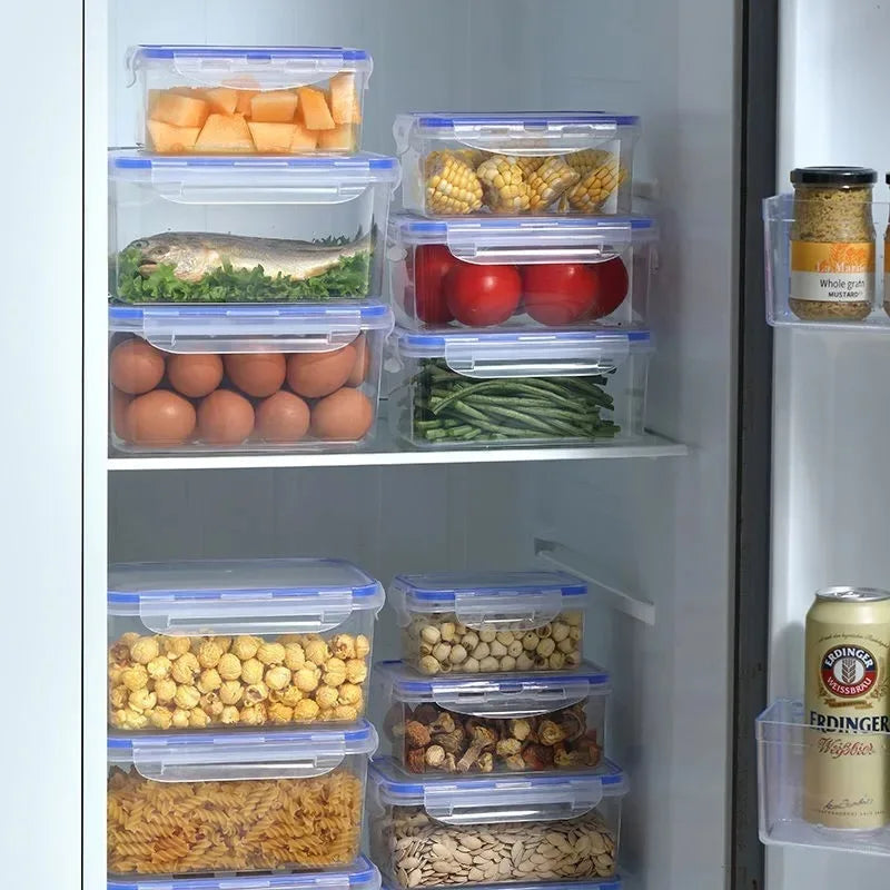 Kitchen Refrigerator with Lid Sealed Rectangular Storage Box Plastic Preservation Box with Lid Microwave Heating Lunch Box