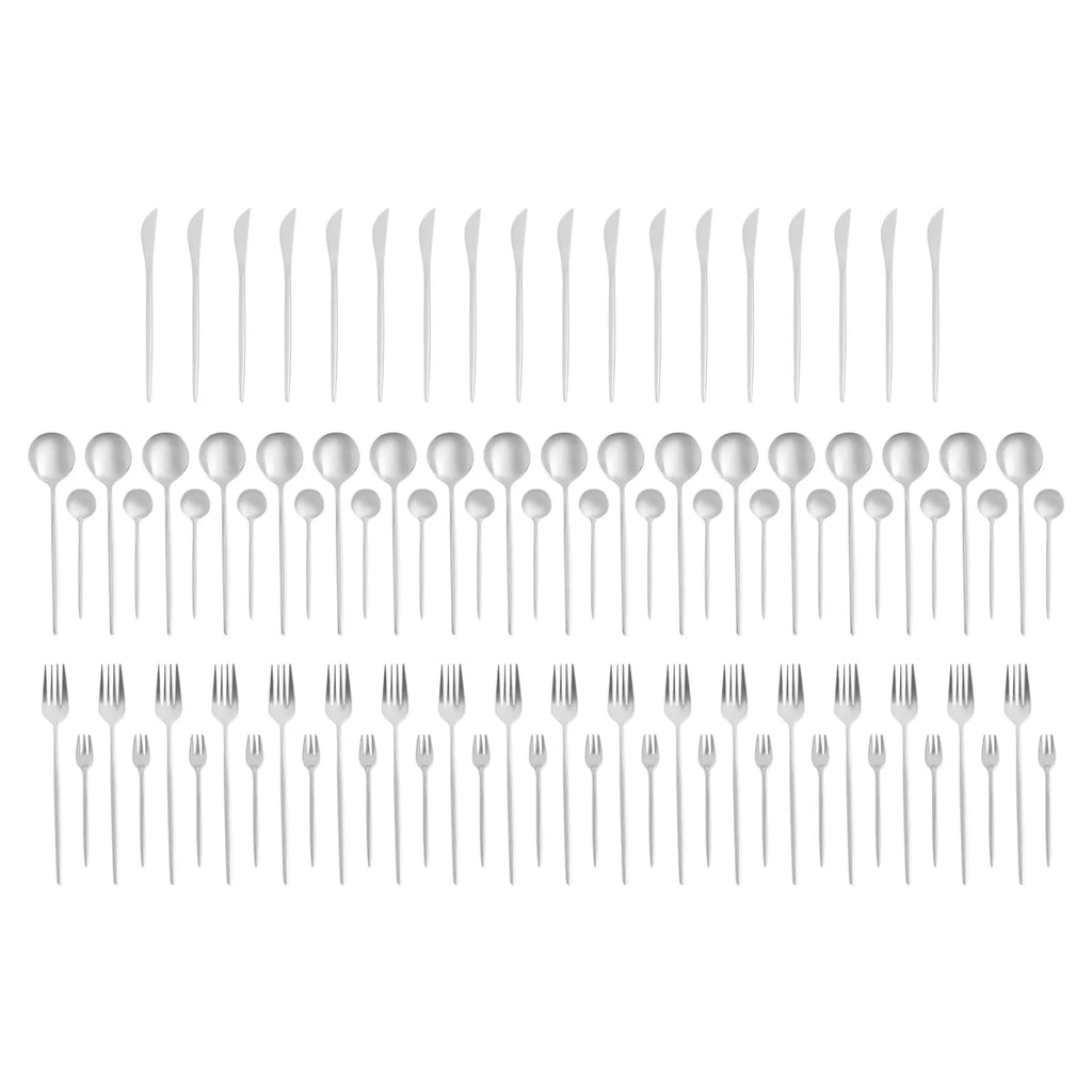 24Pcs/90Pcs Flatware Set Stainless Steel Silverware Utensil Kitchen Tableware Forks Knives Spoons Cutlery for Home Restaurant