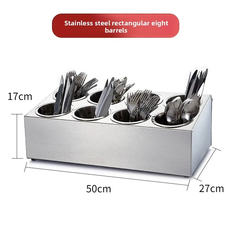 Stainless Steel Cutlery Organizer Box with Dividers Utensil Holder Kitchen Knife Fork Drainer Drying Rack Multi-Size Storage Tra