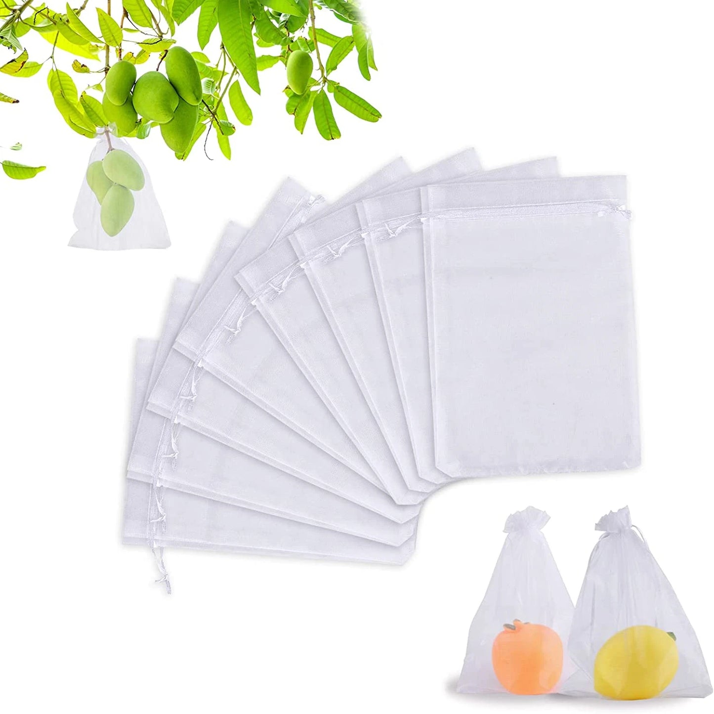 100/50/20Pcs Grape Protection Bags with Drawstring Fruit Protection Mesh Bag Protective Pouches for Strawberry Organza Gift Bags