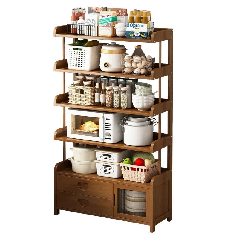 Multifunctional Kitchen Microwave Oven Shelf Multi-layer Storage Rack for Dishes Seasonings Sundries Corner Side Cabinet Organiz
