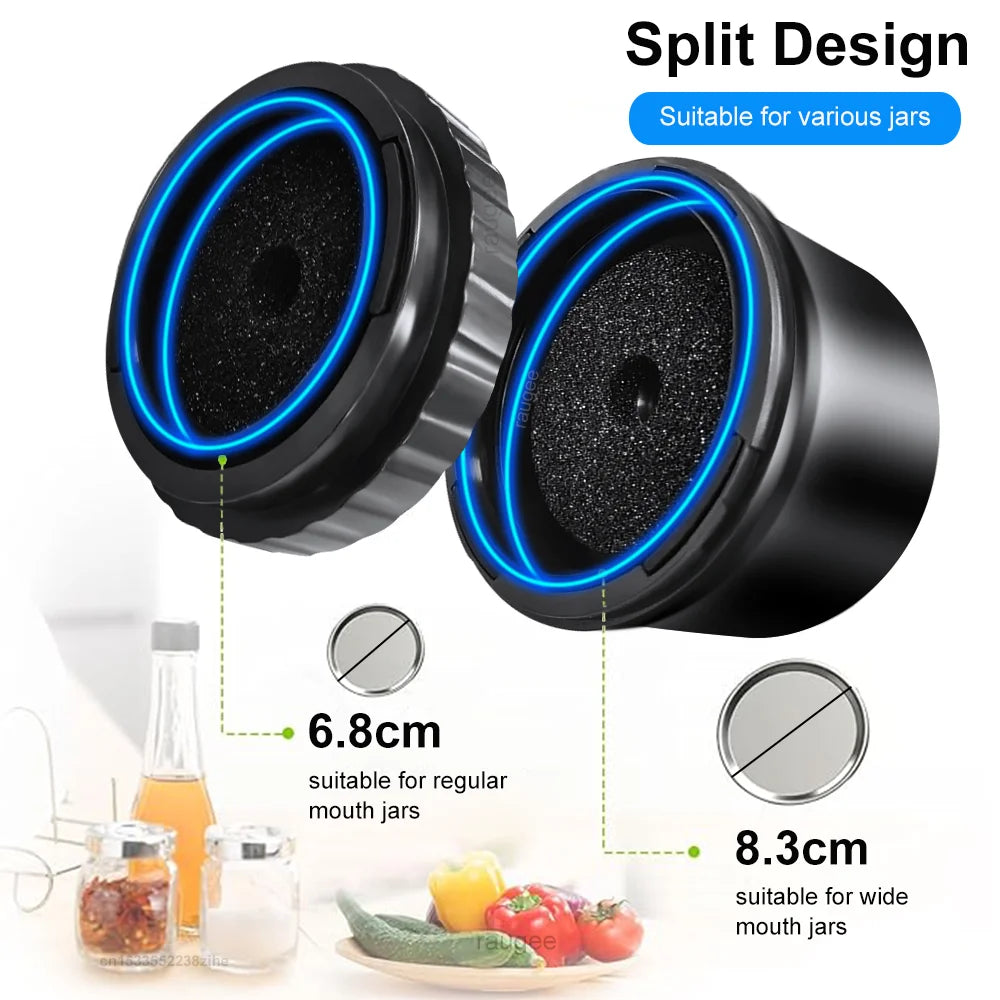 Electric Jar Vacuum Sealer Kit for Food Storage 1200mAh Vacuum Sealing Machine for Wide Mouth and Regular Mouth Jars