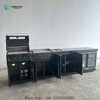 Customized Outdoor Kitchen Set Black 304 Stainless Steel Sink Cabinets Refrigerator Garden Charcoal Grill