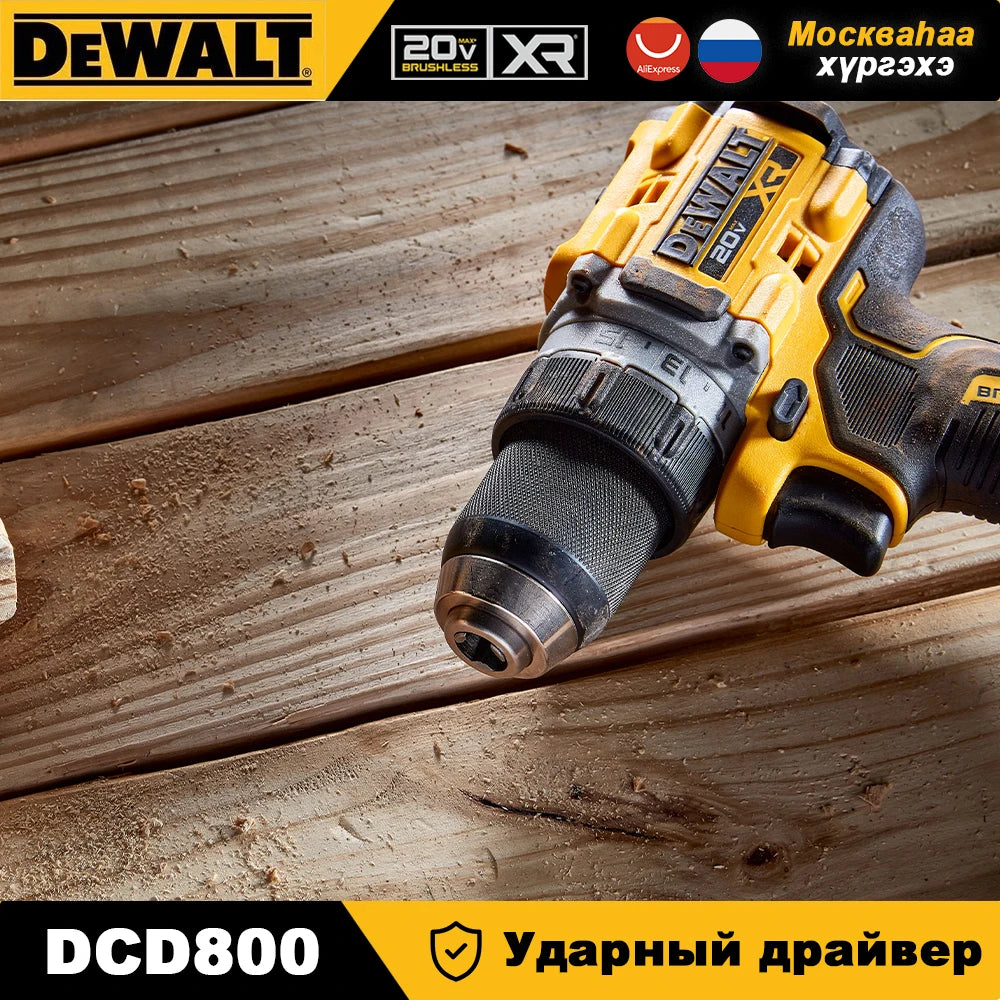 DEWALT 20V Brushless Cordless Compact Drill Driver DCD800 90N.m Rechargeable Original Electric Screwdriver Household Power Tools