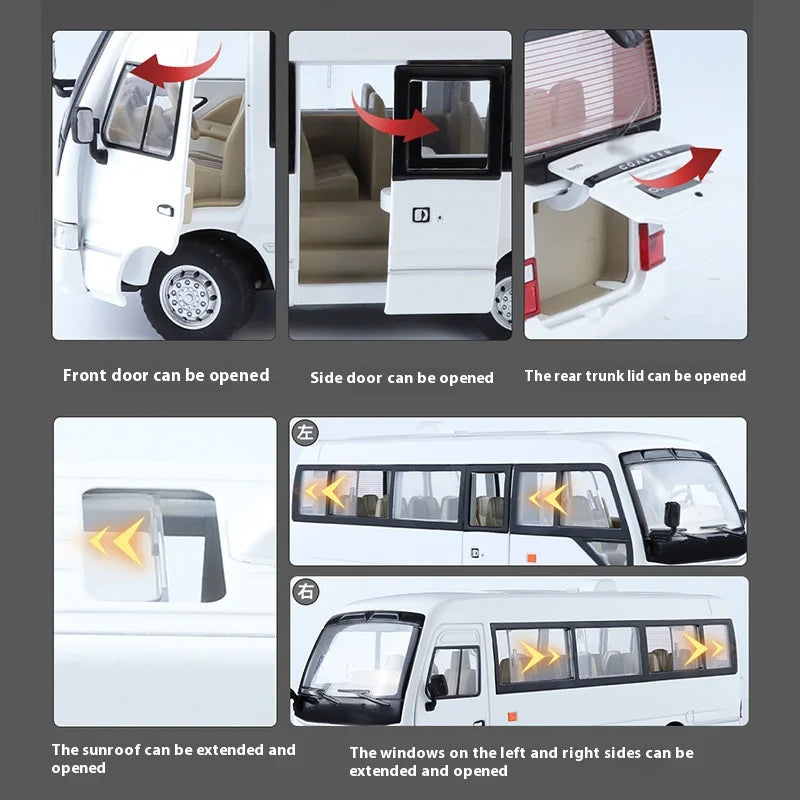 1:24 alloy bus model, cool sound and light, exquisite desktop ornaments, the best collection for car model enthusiasts