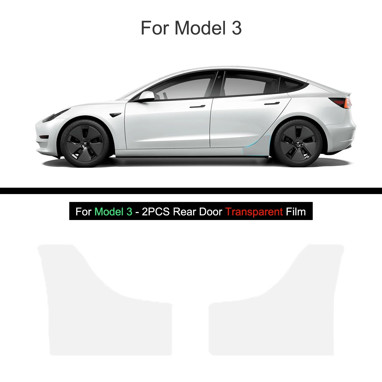 Black TPU Car Body Protective Film Invisible For Tesla Model 3/Y 2017-2025 Front Rear Door Extended Transparent Car Clothing Set