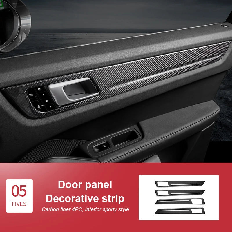 For Porsche Cayenne 2018 2019 2020 2021 2022 2023 2024 Real Carbon Fiber Car Central Control Complete Interior Decoration Frame