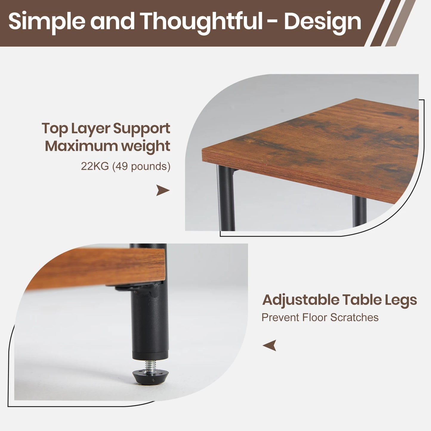 2/3-Tier End Table - Space-Saving Side Table w/ Adjustable Feet & Steel Frame for Bedroom & Living Room | AlluCanFind
