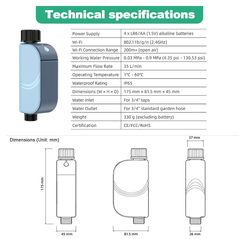 Smart Tuya WiFi Garden Watering Timers Sprinkler Valve Programmable Auto Irrigation Watering Timer Irrigation Watering System