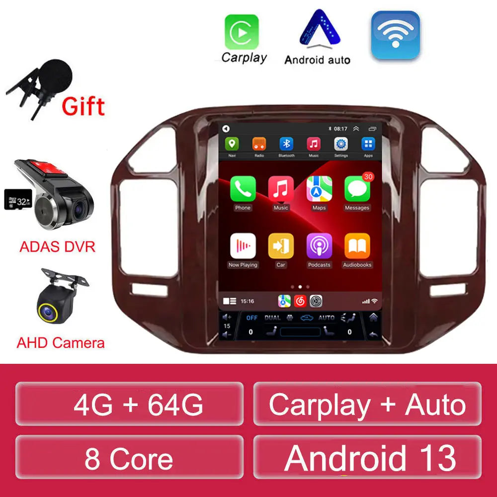 For Mitsubishi Pajero V60 V68 V73 1999-2006 Tesla style Screen Android 13 Carplay Car Radio Multimedia Player Navigation Auto