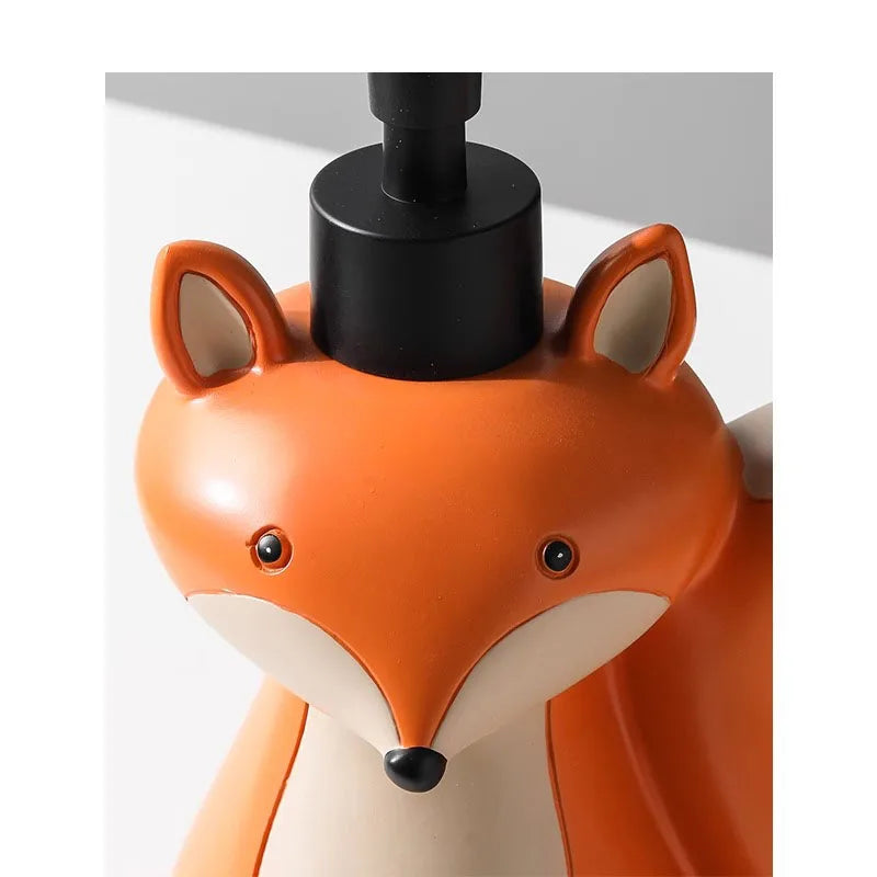 Cute Fox Soap Dispenser Bottle 320ML/500ML – Refillable Animal Design for Hand Soap, Shampoo, Shower Gel, Kids Bathroom Decor