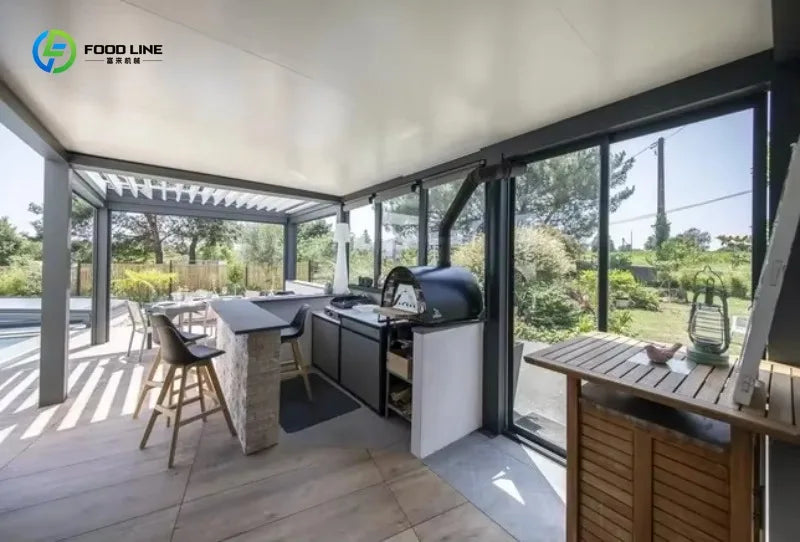 Customized Outdoor Kitchen with Granite Garden Stainless Waterproof Heavy Duty Full Set Kitchen Gas BBQ Grill Cabinet Frame