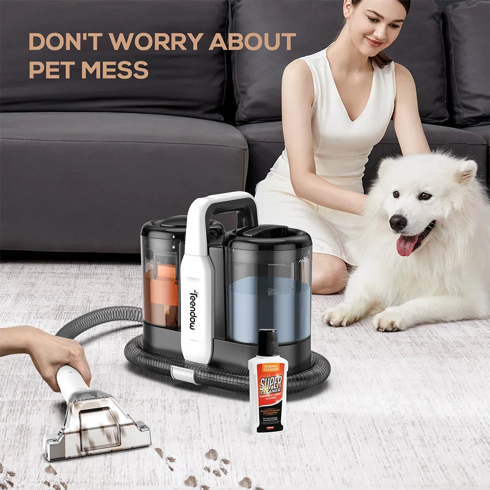 Teendow C5 Carpet Cleaner Vacuum 11KPa Powerful Suction 450W Brush motor ≤80dB Low Noise 1500ml Large Water Tank Capacity