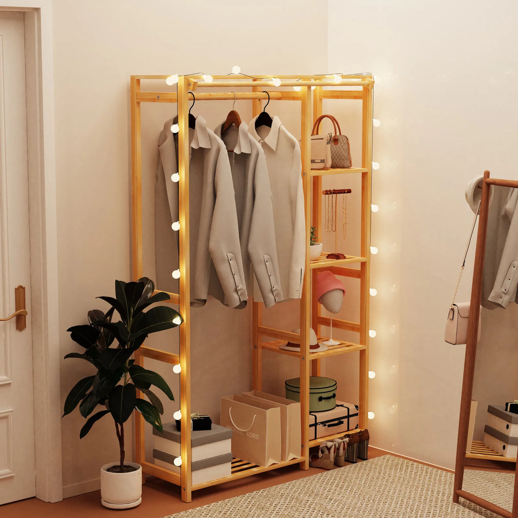 Open Wardrobe Clothes Coat Hanging Rack Heavy Duty Organizer Storage Shelf