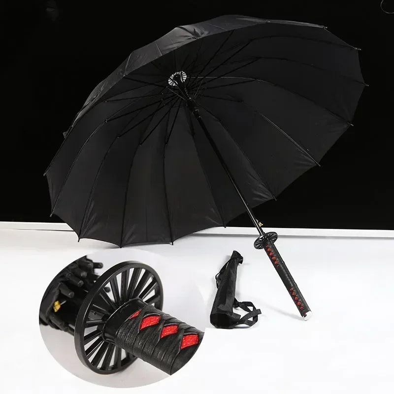 Demon Slayer Katana Anime Umbrella Ninja Long Parasol Kimetsu No Yaiba Tanjirou Cosplayer Samurai Sword Katana Handle Umbrellas