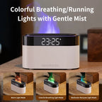 LED Clock Ultrasonic Air Humidifier with Colorful Flame Night Light an