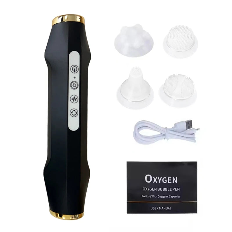 Newest Handheld Rechargeable CO2 Oxygen Bubble Device Exfoliate Oxygen Facial Machine Wrinkle Removal Portable Beauty Device