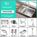 Stainless Steel Kitchen Sink Farm House Above Counter Undermounter Single Bowel Wash Basin with Faucet Drain Kitchen Accessories