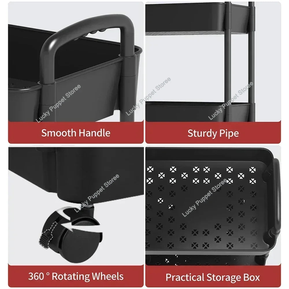 3/4 Tier Durable Rolling Trolley Multi-storey Cart Storage Shelf Movable Gap Storage Rack Kitchen Bathroom Slim Slide Organizer