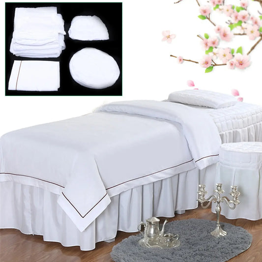 SPA Massage Table Full Cover Sheet Set – Beauty Bedspread with Skirt for Salon & Spa Use