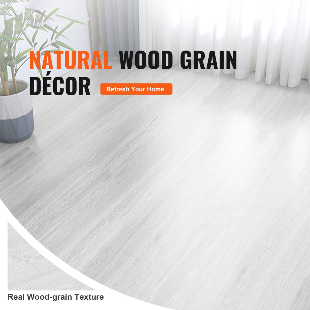 SucceBuy Self Adhesive Vinyl Floor Tiles 1.5mm Thick Peel & Stick Light Wood Grain DIY Flooring for Kitchen  Dining Room Bedroom