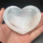 40-140g Natural Selenite Crystal Heart Shape Bowl White Gypsum Coaster Energy Power Minerals Specimen Healing Home Decoration