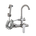 Kitchen Faucet With Spray Gun Wall Mounted Hot Cold Water Mixer Tap Rotatable Faucets Dual Water Mode No Dead corner Cleaning