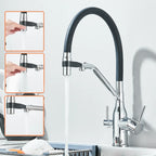 Kitchen Purified Water 2 Function Brass Cold and Hot Mix Faucet Black Flexible Water Pipe 360 Rotate Filtered Water Deck Install