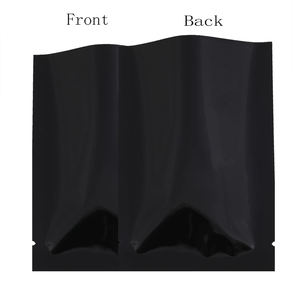 Reusable Metallic Mylar Organizer Bags, Open Top Pouches, Vacuum Heat Seal, Smell Proof Packaging Bags, Glossy Black