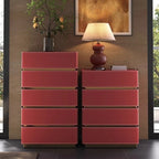 3 4 5 drawers Saddle leather Storage locker household living room drawer cabinet Italian light luxury wood Dressers Furniture