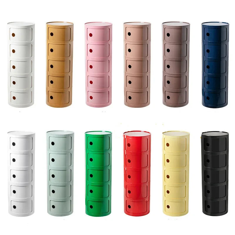 Creative Bedroom Bedside Table Modern Minimalist Round Storage Small Cabinet Large Capacity Plastic Side Cabinet