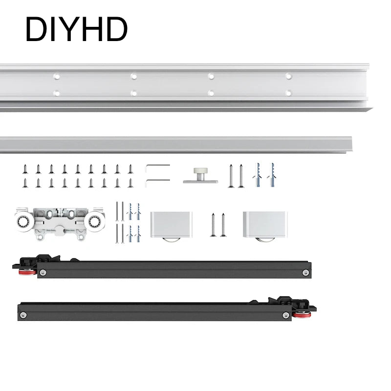 42" Hidden Sliding Barn Door Hardware Track Kit,Floating Soft Closing Interior Wall Mount Track Rolling Set,No Floor Rail