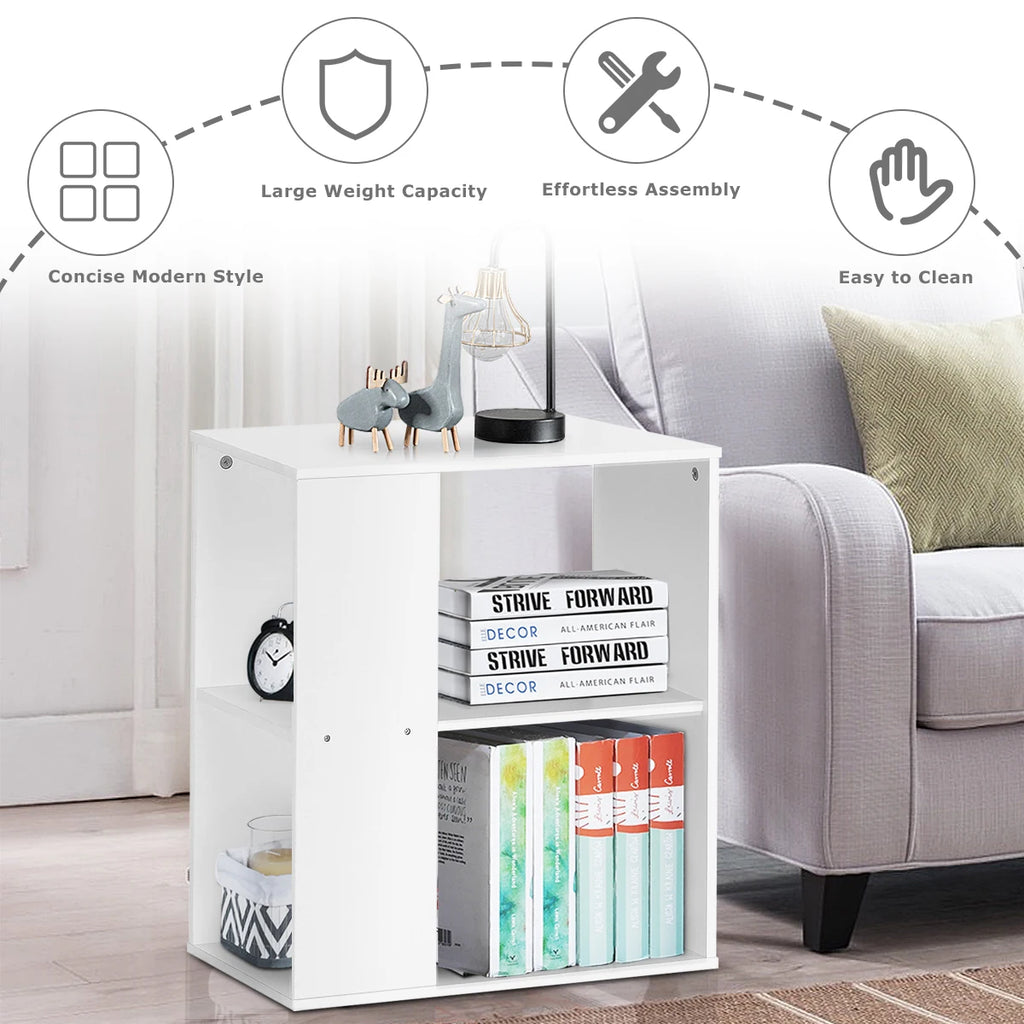 2-Tier Side End Table Nightstand Bedside Sofa Table w/ Storage Shelves White