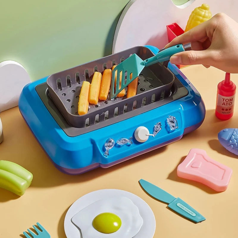 Childrens Pretend Play Kitchen Set with Toys Girls Cooking Set Realistic Kitchenware for Parent-Child Interaction Birthday Gifts