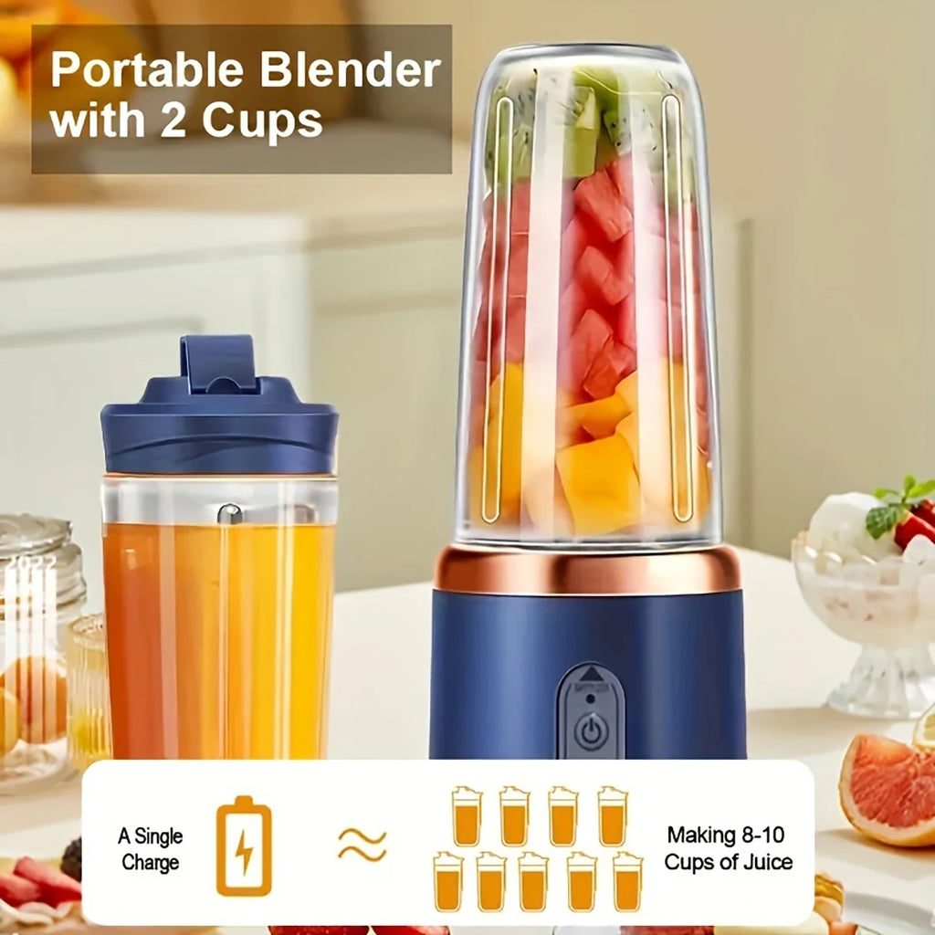 1 PC portable blender with 2 USB rechargeable personal juicers, button controlled, suitable for home and travel