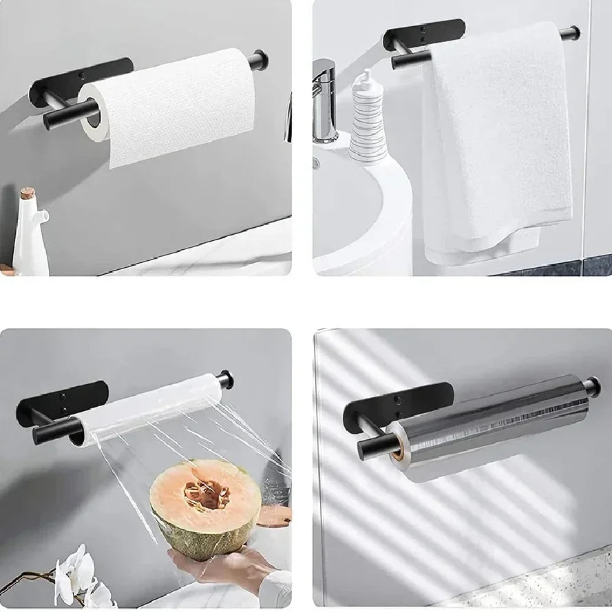 Kitchen Paper Towel Holder Adhesive Toilet Paper Holder Tissue Hanger Wall Stand Napkin Rack Bathroom Accessories Organizers