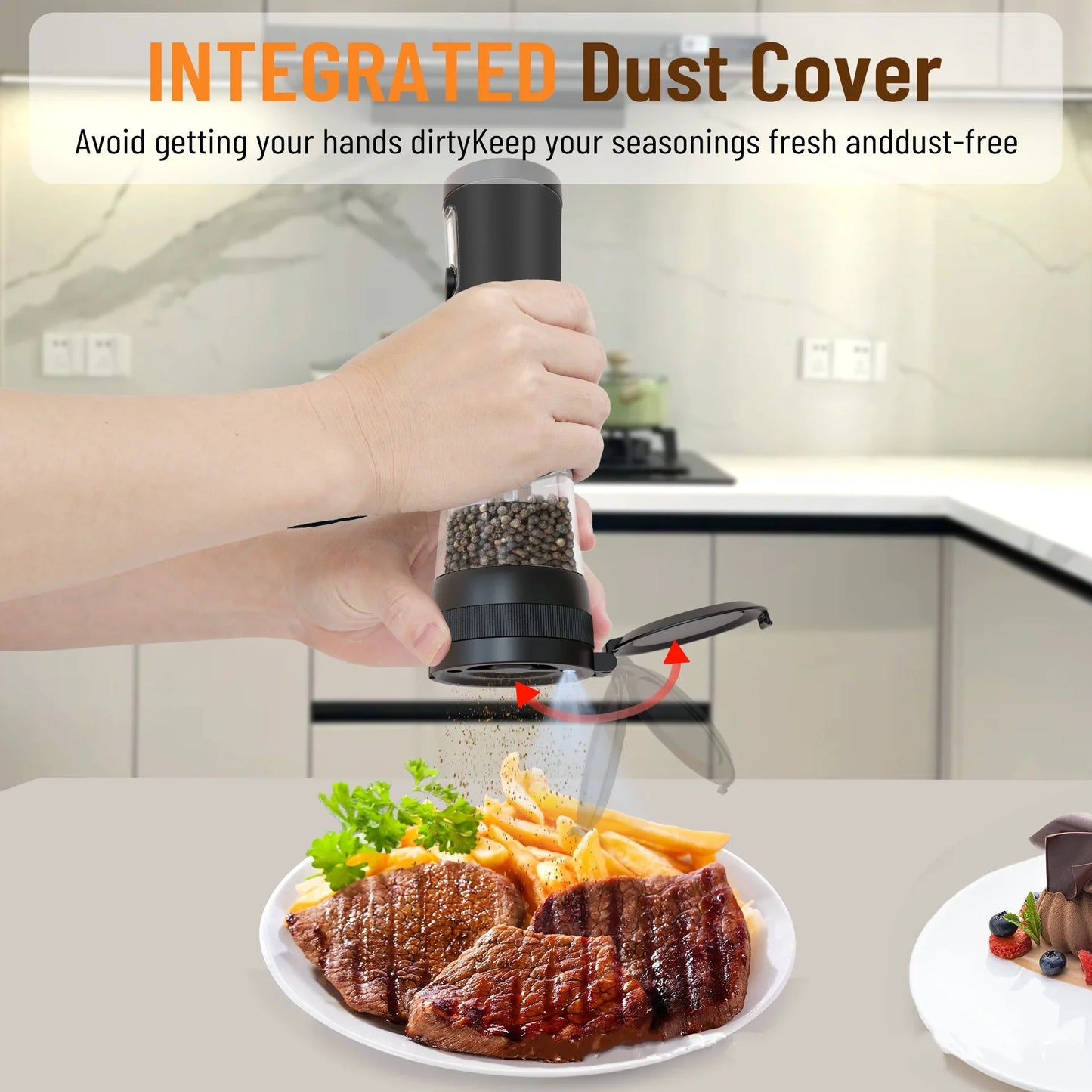 Electric Automatic Pepper and Salt Grinder Set with Rechargeable Base LED Electricity Indicator Adjustable Coarseness Kitchen