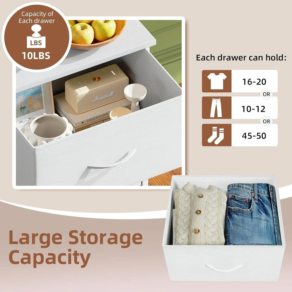 Tall Dresser for Bedroom with 4 Drawers, Storage Organizer Chest of Drawers with Removable Fabric Bins for Living Room Closet