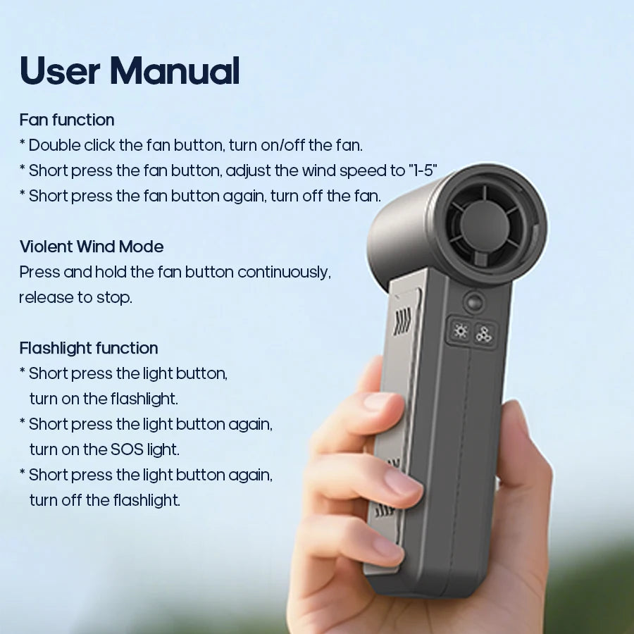 Kinscoter Powerful Air Blower 130000RPM Violent Turbo Fan 8000mAh Port