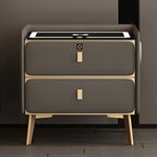 Smart Wooden Bedside Table Modern Style Multi-function Bedroom Nightstand with Wireless Charging Fingerprints Lock