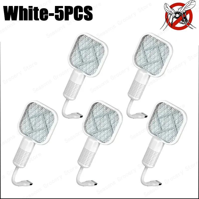 USB Mosquito Swatter Trap Electric Shock Mini Fly Bug Zapper UV Light Portable Insect Racket for Bedroom Pest Control