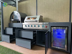 Premium Weatherproof Outdoor Kitchen Set  Stainless Steel Grills Sink and Fridge Cabinets & Custom Aluminum Pavilion