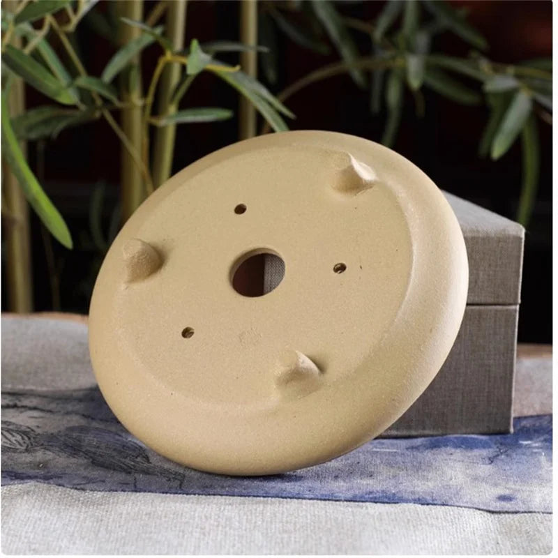 Ceramic Bonsai Pot, Flat Circle Pot, 4 Color,Purple Sand,Round Flower Pot, Home Decoration